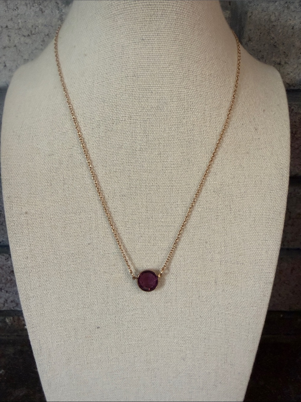 Vintage Avon faux amethyst bezel birthstone necklace